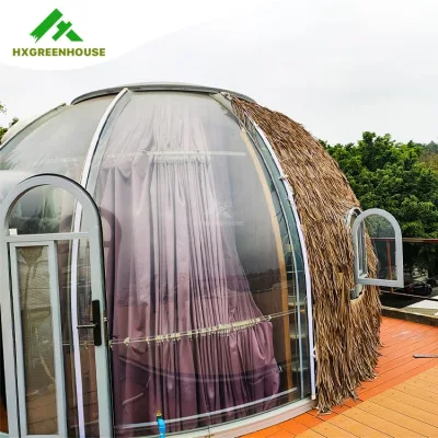 Casa a cupola geostatica trasparente per glamping geodetico all'aperto